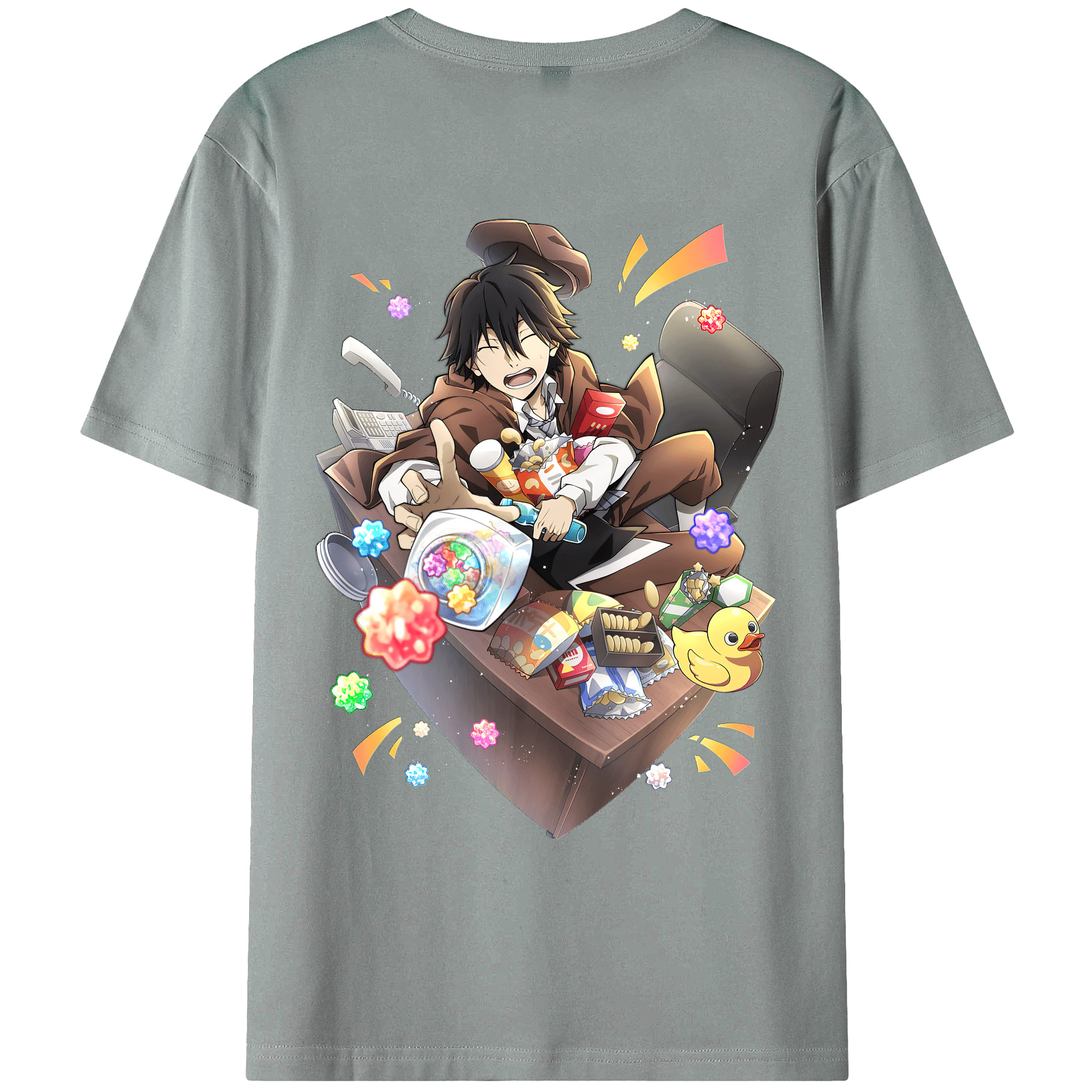 （画像用） 文豪ストレイドッグス Bungo Stray Dogs 綿100％ メンズ半袖Tシャツ（バックプリント） 通気性